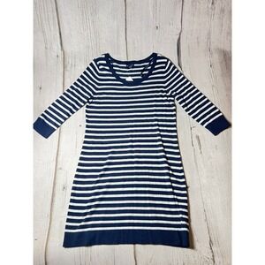Gap Sweater Dress Women Medium Blue White Striped Nautical Preppy Coastal
